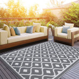 1 x RAW Customer Returns SHACOS Outdoor Carpet Plastic Weatherproof, UV-resistant 120x180cm Garden Carpet Outdoor Balcony Carpet Waterproof Outdoor Carpet Boho Flat Weave Carpet for Outdoor, Terrace, Living Room - Gray - RRP €29.5