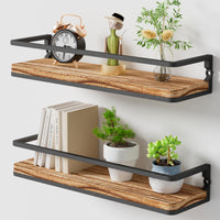 1 x RAW Customer Returns AFAjwsc Wall shelf wood and metal, shelves wall set of 2 42cm, floating shelves for bathroom, bedroom, living room, kitchen, home office, laundry room - RRP €29.98