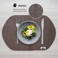 15 x Brand New VILSTO Washable Placemats, Plate Coaster Placemat Round, Non-Slip Heat Resistant Placemat, Dirt-Repellent and Washable, Table Decoration Dining Table, 4 Pieces, Brown - RRP €419.85