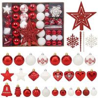 1 x RAW Customer Returns Christmas Tree Decoration Set, 78 Pieces, Rose Petals, Shatterproof Christmas Tree Baubles, Red and White Christmas Tree Baubles for Christmas Trees and Wedding Parties. - RRP €26.36