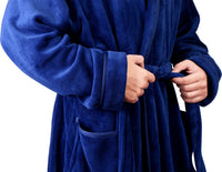 1 x RAW Customer Returns NY Threads Men s Bathrobe, Men s Robe with Hood, Fleece, Sleepwear Bathrobes Large, Navy  - RRP €26.99