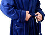 1 x RAW Customer Returns NY Threads Men s Bathrobe, Men s Robe with Hood, Fleece, Sleepwear Bathrobes Large, Navy  - RRP €26.99