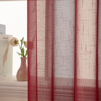 1 x RAW Customer Returns MIULEE Set of 2 Voile Curtains Sheer Linen Curtain with Eyelets Transparent Linen Look Curtain Eyelet Curtain Living Room Window Curtain Translucent Decorative Curtain Bedroom 140 x 260 cm W x H Red - RRP €34.42