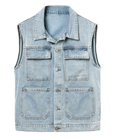 1 x RAW Customer Returns KTWOLEN Denim Vest Men s Jeans Vest Outdoor Vest Leisure Sleeveless Denim Jackets Hunting Fishing Camping Vest With Many Pockets, Blue, M - RRP €40.99