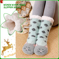 34 x Brand New Women s Winter Slipper Socks Warm Fuzzy Plush Fleece Lined Thick Soft Cute Animal Stockings Home Sleeping Thermal Socks Cat  - RRP €543.66