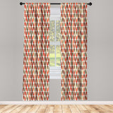 1 x RAW Customer Returns ABAKUHAUS Retro Curtains, Drapes, 70s Retro Style, Window Treatments for Living Room Bedroom Decor, 2 Panels 75 cm w x 175 cm h, Red Gray - RRP €21.02