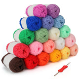 1 x RAW Customer Returns Kurtzy Pack of 20 Balls of Crochet Cotton - 3mm Needles Included - Crochet Thread in 25g Skeins - 1000 Meters of Colored Staple Cotton - RRP €25.99