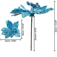 1 x RAW Customer Returns BELLE VOUS Christmas Decoration Flowers 6pcs - 32cm Glitter Flowers Christmas Blue Poinsettia Artificial with Stem for Christmas Tree Decorations, Advent Wreath, Christmas Garland, Wedding and Party Decoration - RRP €29.99