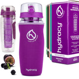 1 x RAW Customer Returns Hydracy Drinking Bottle for Fruit Spritzers 1L -Sport Water Bottle with Time Marker Long Infuser and Insulated Cover -Detox Sports Bottle 27 Delicious Recipes Infused Water eBook Gift - Purple - RRP €20.36