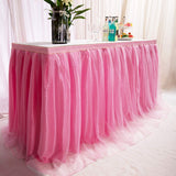 1 x RAW Customer Returns 9ft 274cm Pink Table Skirt, Romantic Tulle Desk Gauze, Table Decoration, Snowflake Wonderland Tutu Tablecloth, for Baby Shower, Wedding, Birthday, Party, Bar, Valentine s Day Christmas - RRP €30.77