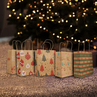 1 x RAW Customer Returns Belle Vous Pack of 48 Kraft Paper Gift Bags with Christmas Theme Christmas Bags with Handles - 6 Christmas Designs - Gift Bags - Parties, Gifts and Sweets - RRP €24.18