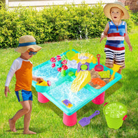 1 x RAW Customer Returns VATOS Sand Water Play Table for Toddlers 3-5, 4 IN 1 Water Table Beach Table for Kids, 25pcs Outdoor Activities Sensory Play Table for Toddlers Summer Beach Garden Backyard Pond Shower - RRP €32.99