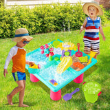 1 x RAW Customer Returns VATOS Sand Water Play Table for Toddlers 3-5, 4 IN 1 Water Table Beach Table for Kids, 25pcs Outdoor Activities Sensory Play Table for Toddlers Summer Beach Garden Backyard Pond Shower - RRP €39.34