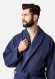 1 x RAW Customer Returns Ladeheid men s terry cloth bathrobe made of 100 cotton waffle piqu LA40-226 dark blue D12 , M  - RRP €30.24