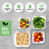 1 x RAW Customer Returns Home Fleek Food Storage Containers With Lids - Airtight Containers For Food, Glass Bowl With Lid Set Safe For Microwave And Freezer Meal Prep Boxes Glass 4 Square Containers, Green  - RRP €19.78