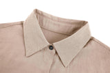 1 x RAW Customer Returns Feziakuk Linen Shirt Women Button Down Linen Blouse Cotton Tops Long Sleeve Lapel Blouse Solid Color Tops with Breast Pocket, Khaki M - RRP €30.24