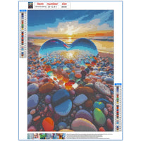 49 x Brand New 5D Diamond Painting Colorful Stones Heart Diamond Painting Pictures Beach Sea Diamond Art DIY Adult Diamond Painting Set Daiments Painting Diamonds Wall Decor 30 x 40 cm Colorful Stone Heart 2 Pieces  - RRP €999.6