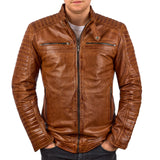 1 x RAW Customer Returns FAPA Leather Jackets Light Brown, M  - RRP €100.19