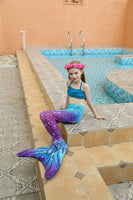 1 x RAW Customer Returns DNFUN Girls Mermaid Tail Cosplay Swimsuit Swimsuit with Bikini and Monofin - RRP €45.16