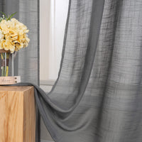 1 x RAW Customer Returns MIULEE Linen Curtains Cross Translucent Curtain Polyester Bedroom Modern Transparent Pure Color for Window Living Room Bedroom Dining Room Kitchen Living Room 2 Sheets 140x145 cm Dark Gray - RRP €25.49