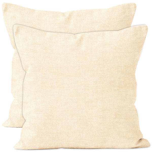 1 x RAW Customer Returns Encasa Chenille Pillowcases Set of 2 Natural - 20 x20 50x50 cm Decorative Accent Square Throw Pillow Covers for Couch, Home Decor, Sofa - RRP €22.48