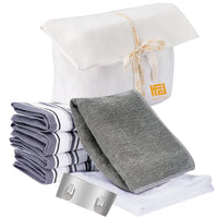 6 x Brand New HAFEIDI 100 Cotton Kitchen Linen Set Includes 4 kitchen towels, 2 hand towels and 1 self-adhesive hook. - RRP €280.14