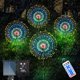 1 x RAW Customer Returns Herefun 4 Pack Solar Fireworks Lights, Solar Plug Garden Lights 200 LED 1200mAh with Remote Control, Solar Lights Waterproof, Fireworks Lights for Yard, Lawn, Balcony Multi-Color Power Display  - RRP €12.0