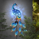 1 x RAW Customer Returns TERESA S COLLECTIONS Garden decoration for outdoors, solar lamp for outdoors, peacock garden light metal waterproof path light for terrace, yard, blue - RRP €34.99