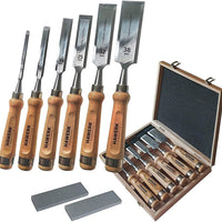 3 x RAW Customer Returns Hawerk chisel set for wood 6 chisels 2 sharpening stones case from Hawerk - chisel set for beginners and professionals - wood chisel set for woodwork - RRP €127.05