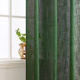 1 x RAW Customer Returns MIULEE Curtains with eyelets voile curtain short modern linen look semi-transparent eyelet curtain for living room children s room room divider set of 2 dark green 225 x 140 cm - RRP €37.99