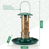 1 x RAW Customer Returns WILDLIFE FRIEND I Grain feeding column with XL feeding plate, green - feeding bowl for birds to hang up with landing spots, feeding station for year-round feeding of wild birds - RRP €18.99