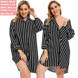 1 x RAW Customer Returns BESDEL Women Boyfriend Sleep Shirt Dress Striped Button Down Cotton Nightdress Pajama Duster Black M - RRP €23.47