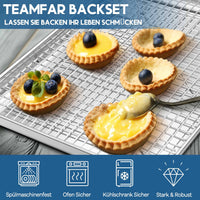 1 x RAW Customer Returns TEAMFAR baking tray with cooling rack, stainless steel rectangular baking tray, 40.4 x 30.6 x 2.5, large oven tray with cooling rack for baking, non-toxic and healthy, dishwasher safe - RRP €22.18