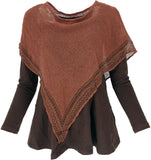 1 x RAW Customer Returns GURU SHOP Summer poncho, poncho, women, brown, cotton, size 38 - RRP €22.08