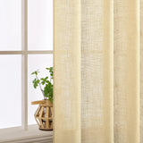 1 x RAW Customer Returns MIULEE curtains with eyelets voile curtain linen look semi-transparent for living room curtain children s room room divider linen curtains sliding curtain loop curtain set of 2 yellow-brown 145 x 140 cm - RRP €21.69