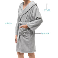 1 x RAW Customer Returns Twinzen Children s Bathrobe with Hood, 100 OekoTex Cotton, Bathrobe for Boys and Girls 11-12 Years Gray - Terry Cloth, Ultra Soft and Absorbent Bathrobe - RRP €27.99