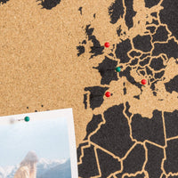 1 x RAW Customer Returns Miss Wood Map XL, Cork World Map, 60 x 90 cm, Natural Black - RRP €45.44