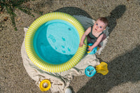 1 x RAW Customer Returns QUUT Dippy High-quality inflatable pool paddling pool, 80cm Design for children from 2 years, made of robust PVC 0.25mm, round with 2 draught excluders Ideal as a beach toy banana blue  - RRP €29.95