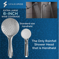 1 x RAW Customer Returns SparkPod high pressure hand shower with hose - 15 cm surface - XXL rain shower with extra long hose - Luxurious design - Tool-free installation in 1 minute - Chrome shower head - Large hand shower - RRP €37.97