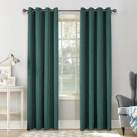 1 x RAW Customer Returns CUCRAF 100 Blackout Curtain with Eyelet, Thermal Insulated Curtains in Linen Look, Soundproof Curtains for Living Room Children s Room, H245 x W140 cm, Forest Green, Set of 2 - RRP €47.39