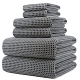 1 x RAW Customer Returns Polyte - Towel set - quick-drying lint-free microfiber - waffle structure - extra large - gray - 152 x 76.2 cm - 6 pieces - RRP €53.1