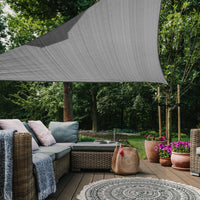 1 x RAW Customer Returns HAIKUS sun sail 3x3x3m triangular, premium HDPE UV protection sun protection breathable weatherproof for garden balcony and terrace, including fastening ropes, triangle 3x3x3 grey - RRP €21.99