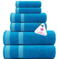 1 x RAW Customer Returns CASA COPENHAGEN Solitaire Towel Designed in Denmark 600 gsm Hotel Spa, Kitchen Bath Egyptian Cotton 6 Piece Set - 2 Bath Towels, 2 Hand Towels, 2 Washcloths - TEAL - RRP €44.26