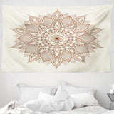 1 x RAW Customer Returns ABAKUHAUS Beige Wall Tapestry and Soft Bedspread, Mandala Flower Lace Ethnic Circle Ornament Pattern Retro Artistic Oriental Universe, Vivid Digital Print, 230 x 140 cm, Ivory - RRP €21.77