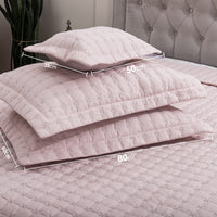 1 x RAW Customer Returns DOWRY WORLD Store Bedspread Set Made of Cotton Satin, Bed Throw Double Bed 260 x 260 cm, Quilted Blanket with Pillow 60 x 80 cm, Sofa Throw Bed Blanket Quilted, Blanket All Year Round Powder  - RRP €69.9