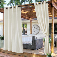 1 x RAW Customer Returns PONY DANCE Boho Curtain Outdoor Set of 2 H 243 x W 140 cm Outdoor Curtains Linen Natural Semi-transparent Outdoor Curtains with Eyelets Terrace Pavilion Curtains Waterproof, Beige - RRP €42.95