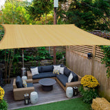 1 x RAW Customer Returns HAIKUS awning 3x3 m square, premium HDPE 98 UV protection, sun protection, breathable, weather-resistant for garden, balcony and terrace, with eyelets and fastening ropes, square sand 3x3 m - RRP €35.99