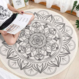 1 x RAW Customer Returns SHACOS Round Rug Large 120 cm Washable Printed Boho Beige Cotton Rug Vintage Mandala Rug Balcony Outdoor Rug for Living Room, Bedroom, Kitchen - RRP €33.8