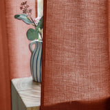 1 x RAW Customer Returns MIULEE Set of 2 Voile Curtains Sheer Linen Curtain with Eyelets Transparent Irregular Texture Curtain Eyelet Curtain Window Curtain Translucent for Bedroom 145 x 140cm H x W Brick Red - RRP €32.39