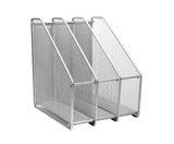 1 x RAW Customer Returns Exerz Metal Mesh Triple Magazine File Holder Magazine Files Desk Shelf- 3 Compartments for Document File Organizer Notebooks Folders Silver  - RRP €19.99